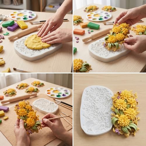 Chrysanthemum Flower Polymer Clay Molds Chrysanthemum Silicone Mold - color: Style W