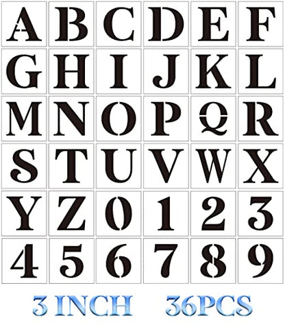 Letter Stencils for Painting 3" Alphabet Stencils | Reusable Letters Stencil for Painting on Wood Wall Fabrics DIY Crafts - size: 3inch
