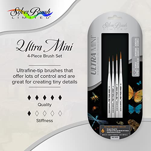 Silver Brush Limited Ultra Mini Ultimate Round Paintbrush Set, 4pc - color: Designer Round Set, size: 4 Pc