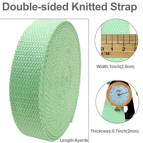 Heavy‑Duty Cotton Webbing Strap 1''x6yds Aqua for Bags | 2mm thick webbing for dog collars, backpack, bag handles, apron straps, slings, sewing repairs & DIY craft projects. - color: Aqua