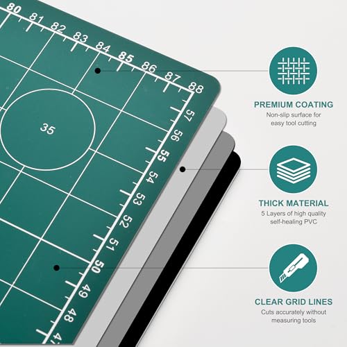 Prime Vinyl Cutting Mat, 23" x 35" Large Self Healing Sewing Mat, 5-Ply Heavy Cut Board, Rotary Cutting Mat for Crafts, Sewing Supplies and Quilting Tools.