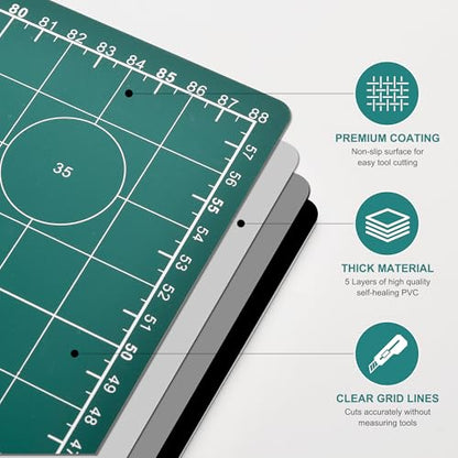 Prime Vinyl Cutting Mat, 23" x 35" Large Self Healing Sewing Mat, 5-Ply Heavy Cut Board, Rotary Cutting Mat for Crafts, Sewing Supplies and Quilting Tools.