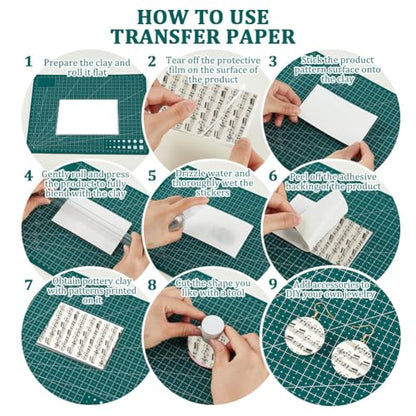 OLYCRAFT 24Pcs 4 Styles Music Notes Clay Transfer Paper for Polymer | Black Music Polymer Clay Transfer Sheets, Nusical Score‌ Small Transfer Paper Decal for Clay Earrings Jewelry Making - style: Musical note