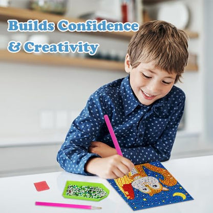 Labeol Diamond Art Kits for Kids Crafts for Girls Ages 6-8-10-12 Easy to DIY Creative Diamond Art Sticker Craft by Numbers Kits for Kids and Adult Beginners (6 Pack Adorable) - style: 6 pack Adorable