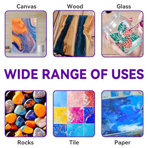 OPHIR Acrylic Pouring Paint Set, 10 Colors with Pouring Medium & Varnish | Complete Paint Pouring Kit Includes Canvases, Glitter Powder, Aprons, Gloves & Table Covers for DIY Projects - color: Complete Pouring Paint Kit (Beginning Kit)
