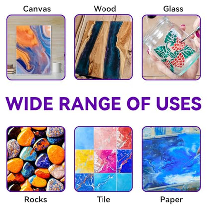 OPHIR Acrylic Pouring Paint Set, 10 Colors with Pouring Medium & Varnish | Complete Paint Pouring Kit Includes Canvases, Glitter Powder, Aprons, Gloves & Table Covers for DIY Projects - color: Complete Pouring Paint Kit (Beginning Kit)