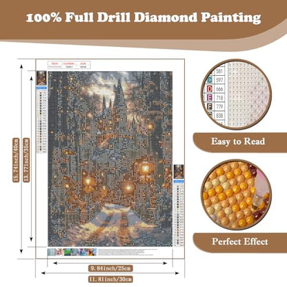 Christmas Night Castle Diamond Art Kits for Adults, 5D Diamond Painting Kit - color: CM057