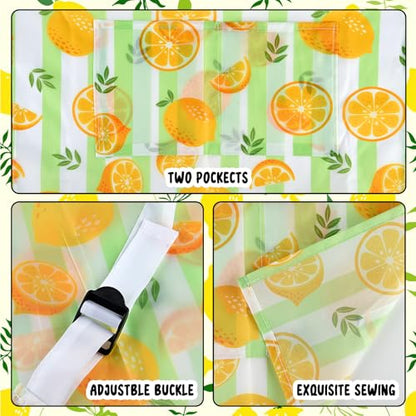PLULON 4 Pcs Kids Apron Lemonade Stand Supplies for Kids, Kids Lemon Apron with Pockets Adjustable Strap Lemonade Stand Kids Aprons Bulk for Painting Cooking, 3-8 Years - color: Yellow Lemon