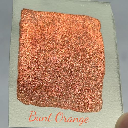 Metallic Watercolor Paint Handmade Gold Watercolour Shimmer Mica Painting Full Pan Glitter Aquarelle (Bunt Orange) - color: Bunt Orange (Full Pan)