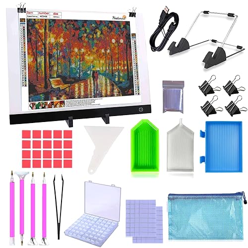 LIRUNQIU B4 Diamond Painting LED Light Pad Kit | Includes storage case, pens, stand, pad board. Ideal for adults, full drill diamond art. Complete 5D tool set. - size: B4