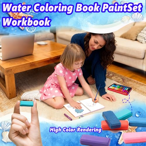 Watercolor Workbook - Coloring Book Beginner Friendly Painting Kit, Watercolor Workbooks for Adults with 24 Colors Paint, Exploration Gift for Adults Teens (Seaside) - color: Seaside