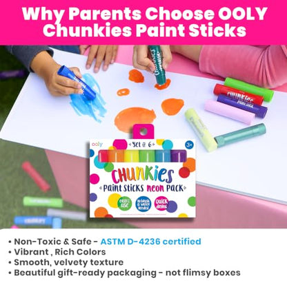 Ooly Chunkies Easy Grip Tempera Paint Sticks for Kids, Set of 6 - Pastel - color: Pastel