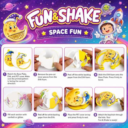 DIY Glitter Craft Kit with Keychains - Mess-Free Arts and Crafts for Kids Ages 4-8, Fun Shake-It Activity, Creative Travel Toys, Party Favors & Birthday Gifts for Girls 4-9 - color: Purple-Blue