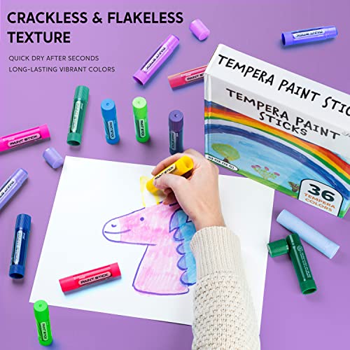 JOYIN 36 Colors Washable Tempera Paint Sticks, Art Supplies, Paint for Kids, Quick Drying and No Mess Arts Project, Gifts for Kids and Artists Birthday Valentine Easter Gifts for Boys Girls