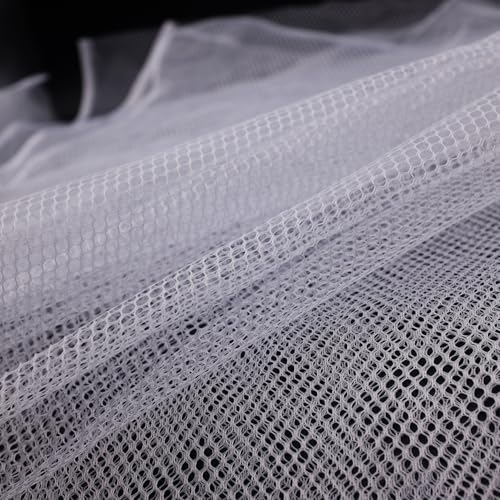 29.5 x 59 Inch White Mesh Fabric Slightly Stretchy for Sewing Projects | Sew Shopping Bag, Backpack Pocket and Straps and Netting Clothes - size: 29.5 x 59 Inch