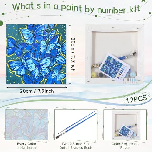 Nezyo 12 Sets Paint by Numbers with Frame for Adults, DIY Acrylic 8x8in | Beginner-friendly Canvas Kits, Party Activity or Birthday Gifts, Includes Brushes with Paints, Pre-framed Ready to Hang - style: Landscape