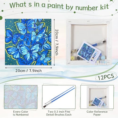 Nezyo 12 Sets Paint by Numbers with Frame for Adults, DIY Acrylic 8x8in | Beginner-friendly Canvas Kits, Party Activity or Birthday Gifts, Includes Brushes with Paints, Pre-framed Ready to Hang - style: Landscape