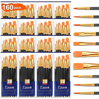 ESRICH 160PCS Paint Brushes, Paint Brush for Acrylic Painting - color: Black, size: 160