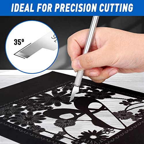 DIYSELF 100 Pack Exacto Knife Blades #16, Carbon Steel Precision Blades | High carbon steel hobby knife refills and precision craft knife blades for scrapbooking, stencils and detailed cutting - style: #16