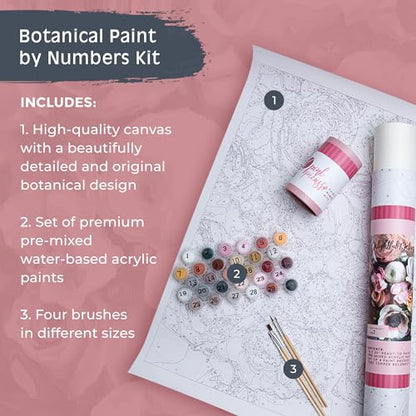 Pink Picasso Paint by Number Kit, Adults & Teens,16x20, Delightful Delivery | Botanical Floral Collection, Acrylic Paints and Brushes included, Pre-printed high quality canvas, DIY art kit, Gift-ready - color: Delightful Delivery