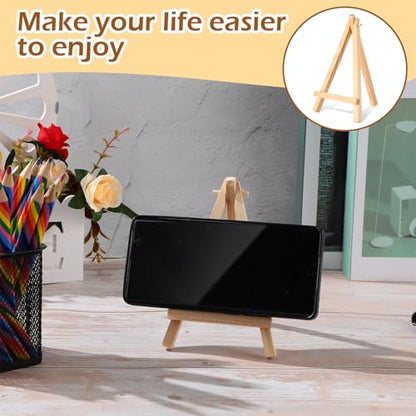 100 Pieces Mini Wooden Easel Stands Tripod Display Tabletop,6 Inch | For Artist Painting Business Cards Photos, Canvas Holder Wedding Table Numbers Party Favors Gift, Natural Wood Tripod Frame - size: 6 Inch