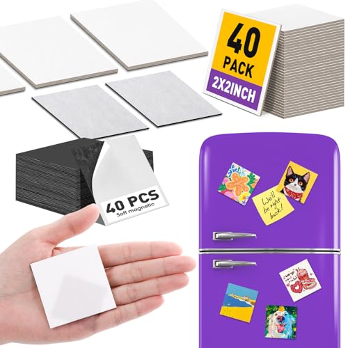 ESRICH 40 Pack 2x2IN Mini Magnetic Canvas Panels, Small Canvases for Painting for Oil, Watercolor, Acrylic Painting & DIY Crafts with 40PCS 2x2IN Square Flat Canvas Boards, 40PCS Soft Magnets - size: 2 x 2 in (40 Pack)