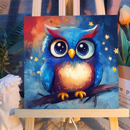 Reivworl Owl Paint by Numbers Kit for Kids with Frame 8×8 inch | Owl Paint by Number for Kids Age 6-8-12, Acrylic Paint by Numbers for Gifts and Decor - color: Style-11, size: 8×8inch