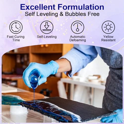 Crystal Clear Epoxy Resin Kit 2 Gallon, Bubble-Free, Anti-Yellowing, Self Leveling Easy Mix 1:1 Coating and Casting Resin for Table Top, Molds, Tumbler Crafts, Painting, Jewelry, DIY Gifts - size: 256 fl oz
