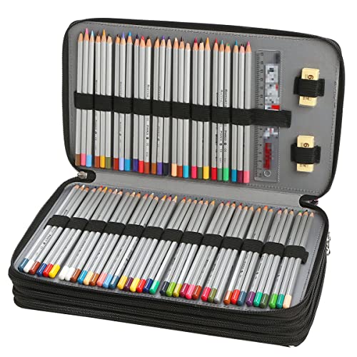 300 Slots Pencil Case 4-Layer Zipped Holder w/Handle - color: Cherry Cactus, size: 300