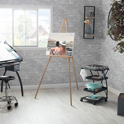 Studio Designs Wood A-Frame Tripod Display Easel Stand – Adjustable Wooden Art Stand for Canvas, Painting, Signage, Posters, Wedding Décor & Event Displays, Natural