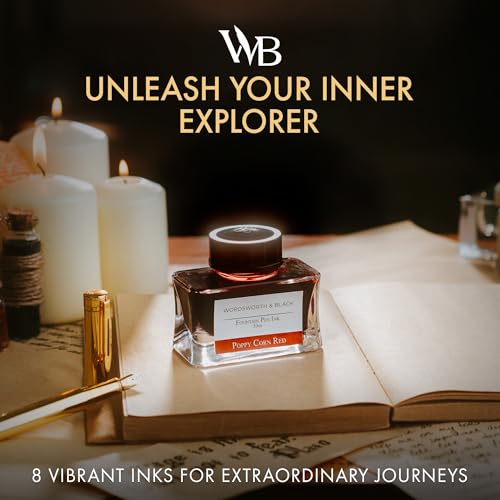 Wordsworth & Black Fountain Pen Ink Bottle, 50ml, Red, Smooth | For Calligraphy, Drawing Journaling, Vivid Saturated Colour, Quick-Drying, Water-Based, Non-Toxic, No Smudge, Vegan