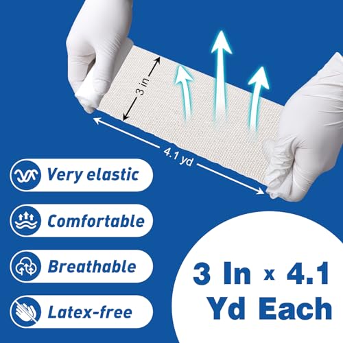 AZEN 50 Pack Gauze Rolls Bandages, 3 in x 4.1 Yards, Premium Medical Supplies & First Aid Supplies, Bandage Wrap Vet Wrap - color: 50p, size: 3IN