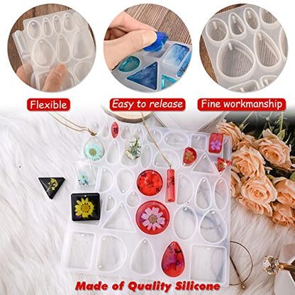 Resin Jewelry Molds for Casting - Silicone Molds for Epoxy Resin, Pendant Mold for DIY Gem Cabochon, Earring, Necklace Jewelry Making - color: Pendant Mold