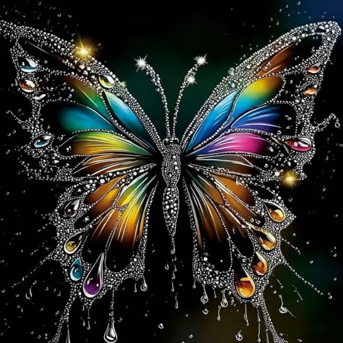 DYAIANGMU Butterfly Diamond Art Kits for Adults 11.8x15.7in | 5D Diamond Art Painting Kit for Adult Beginners, DIY Full Round Drill Gem Art Diamond Dots Kits for Home Wall Decor - color: B17528