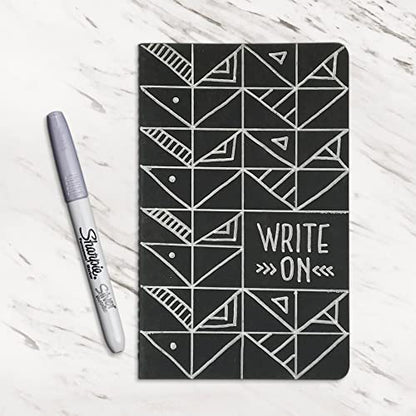 Sharpie Metallic Permanent Markers, Fine Point, Silver, 4 Count - For Black Paper or Dark Surfaces, Arts & Crafts, Posters