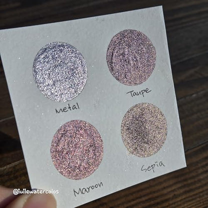 IUILE Handmade Watercolor Paints - Chic Tinsel 2024 Dot Card (5 colors). Chrome, Metallic, Shiny, Shimmer - color: Chic Tinsel 2024 Dot