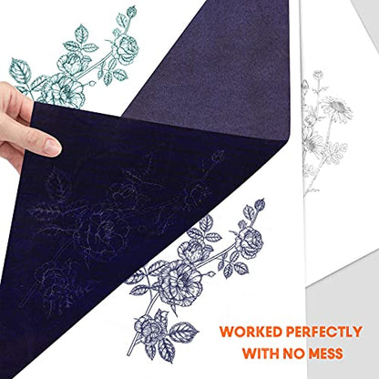 PSLER Carbon Paper for Tracing - 30pcs Graphite Transfer Paper, A4 | Use with Tracing Paper, Carbon Copy Paper for Drawing Patterns on Wood, Canvas, Fabric, Artist Lettering & Sketching - color: blue