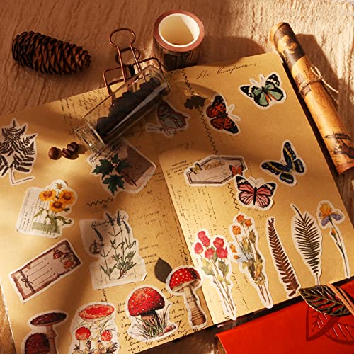 200Pcs Vintage Scrapbook Stickers, Aesthetic Junk Journal Stamping Supplies Kit, Scrapbooking Ephemera Washi Paper for Bullet Journaling Planners Diary Collage - style: Forest