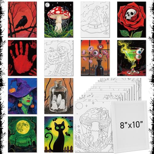 Tinlade 12 Pcs Pre Drawn Canvas for Painting Stretched,Gothic - size: Gothic