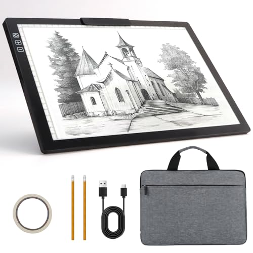 Rechargeable A4 LED Light Pad with Padded Case, USB Power Light Table - color: A4D28-black