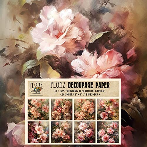Decoupage Paper Pack (24 Sheets 6"x6") Morning in Beautiful Garden # Vintage Styled Pattern Paper for Decoupage, Craft and Scrapbooking - color: Six