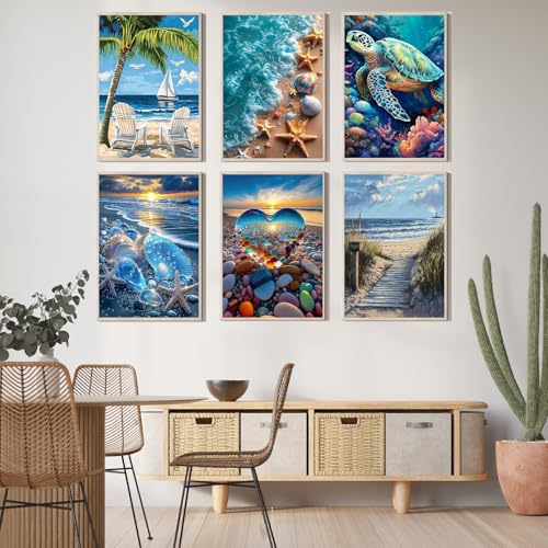 EIBEILI Diamond Art Kits for Adults-6P Beach Diamond Painting Kits Wall - color: DP03461