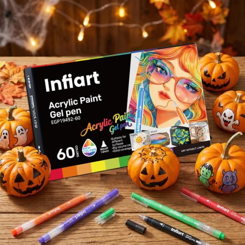 Acrylic Gel Pens, 60 Colored Acrylic Paint Pens for Adult Coloring Book, 1.0mm Fine Point Colored Gel Pens for Journaling, Drawing, Note Taking, Art Supplies and DIY Crafts - color: 60 Colors