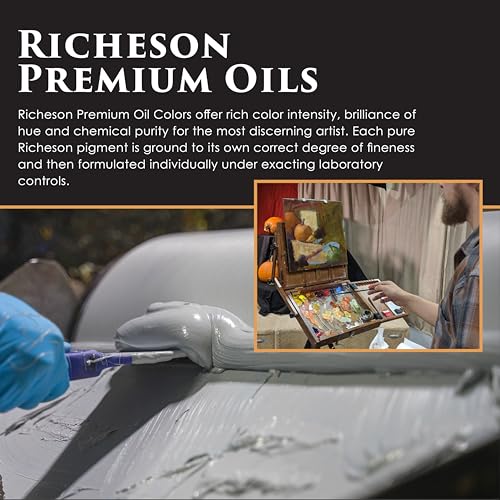 Richeson Premium Oil Paint Set – Essentials 9 Color Palette, 37mL Tubes – Artist Grade, Highly Pigmented, Buttery Consistency, Studio & Plein Air