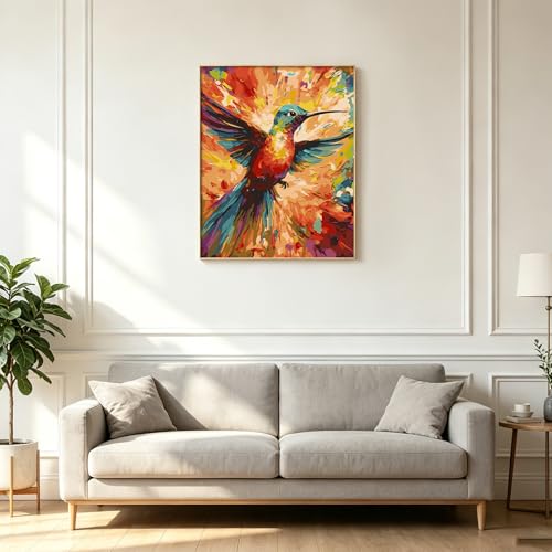 Kalonyth Hummingbird Paint by Numbers Kit for Adults, 16x20 inch, No Framed | Animal Bird Adult Paint by Number Kits on Canvas, DIY Acrylic Painting, Stress Relief Craft Kits, Home Wall Decor Gift - color: OP-US08