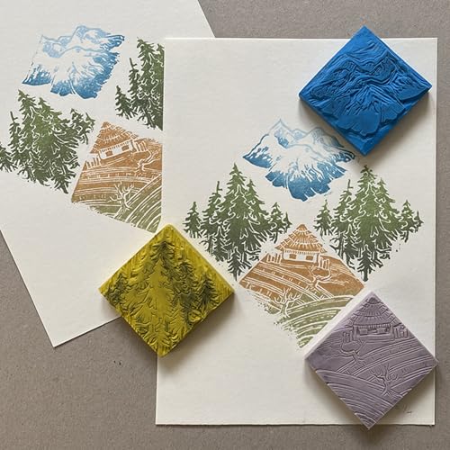 PATIKIL 4Pcs 2" Rubber Carving Blocks, Soft Linoleum Art Carving Block Round Crafts Stamp Making for Printmaking Stamps Carving Supplies, White - color: White