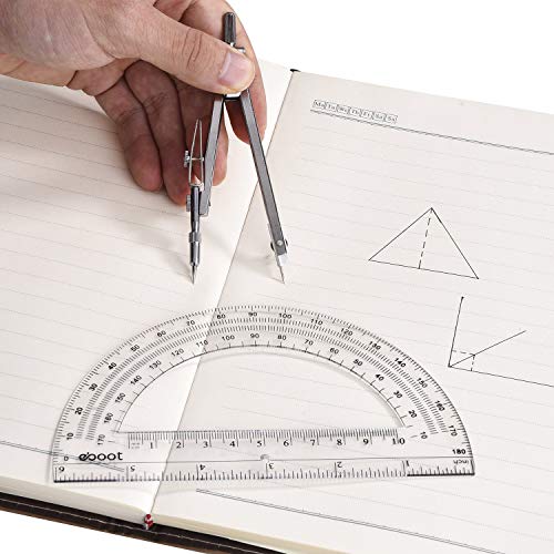 EBOOT Student Geometry Set, 180 Degree Protractor Compass 6",Clear | Swing Arm Protractor Ruler Compass, Geometry Drawing Tools for Measuring Angles, School Classroom Math Supplies - color: Clear