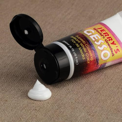 Jerry's World's Greatest Acrylic Ultra Bright White Gesso Primer - Non-Yellowing - Highly Pigmented Gesso Primer ideal for Students, Professionals, Artists - 200ml Tester Tube - size: 6.76 Fl Oz (Pack of 1)