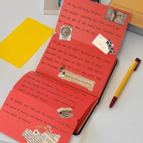 Small Premium Red Art Sketchbook,5.7 x 3.54 inches Mixed Media Notebook,34 Sheets 120 GSM Acid-Free Folding Drawing Papers, Hardcover Pocket Journal Sketchbook for All Artists - color: 120gsm-folding paper red