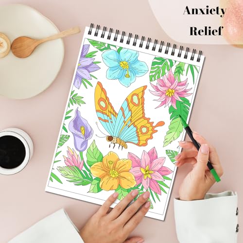 Kalysky Easy and Cozy Adult Coloring Book Set, 3 Pack Stress Relief Coloring Books for Adults Relaxation, Flower Inspirational Quotes Designs. - color: Easy Cozy Flower Inspirational Quotes